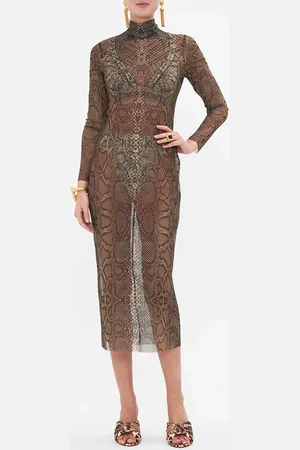 Camilla Turtle Neck Mesh Dress Nouveau Noir, M