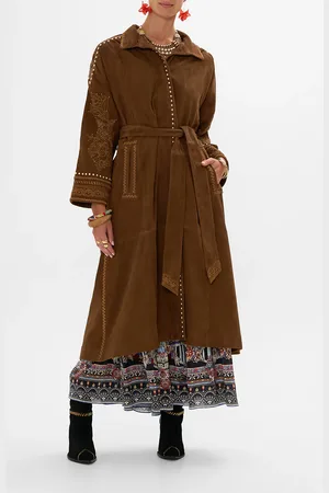 Camilla Embroidered Long Suede Coat Volendam Dolls, M