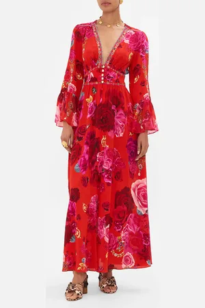 Camilla Shaped Waistband Dress with Ruffle Sleeve Italian Rosa, S