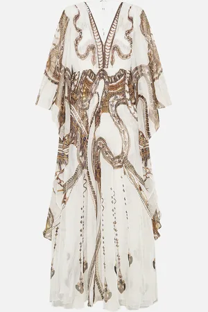 Camilla Plisse Plunge Neck Dress Goddess Energy, L