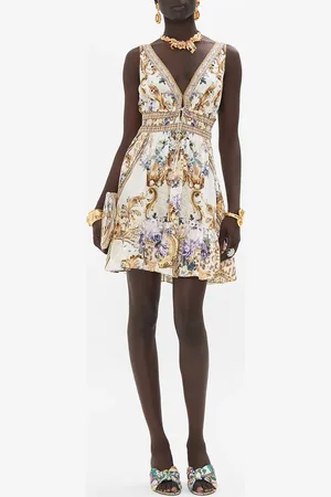Camilla Shirred Waist Detail Mini Dress Palazzo Play Date, L