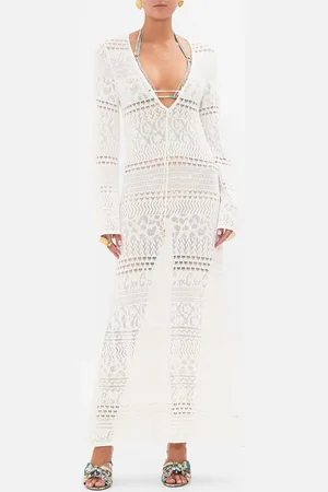 Camilla Lace Front Pointelle Knit Dress Sea Charm, XS/S