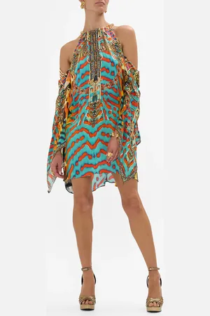 Camilla Flared Sleeve Cold Shoulder Short Kaftan Desert Visions, XS/S