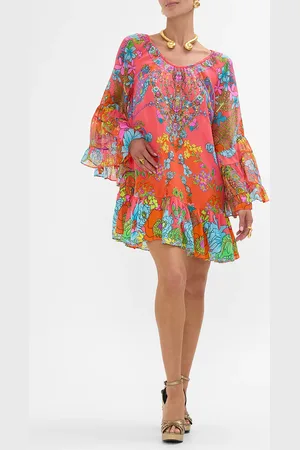 Camilla A Line Frill Dress Windmills and Wildflowers, XXL