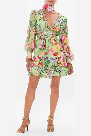 Camilla Button Front Frill Dress Porcelain Dream, XXS
