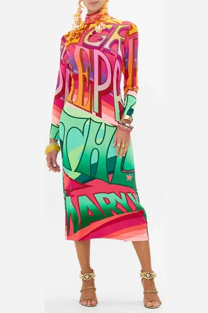 Camilla Turtleneck Jersey Dress Pure Prism, XXS