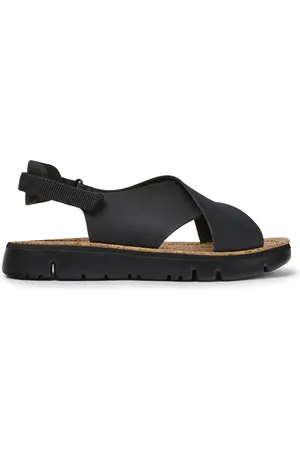 Camper Oruga - Sandals for Women - Black, size 35, Smooth leather/Cotton fabric