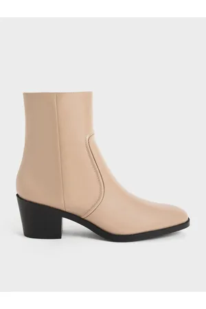 CHARLES & KEITH Metallic Accent Crossover Ankle Boots in Black