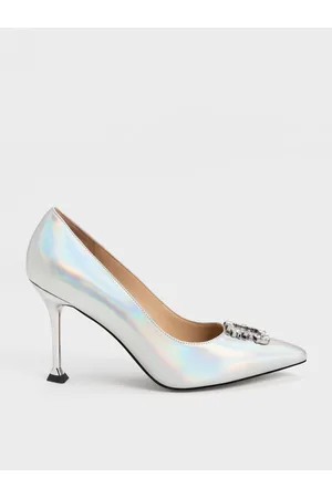CHARLES & KEITH Holographic Leather Gem-Embellished Pumps