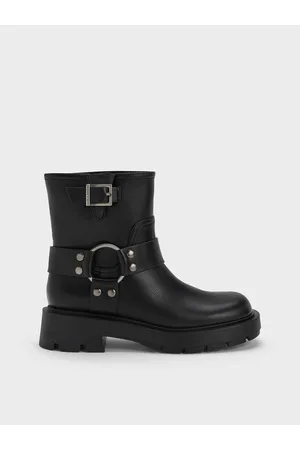 Black Platform Side-Zip Ankle Boots | CHARLES & KEITH