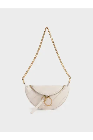 CHARLES & KEITH Philomena Wrinkled-Effect Half-Moon Crossbody Bag