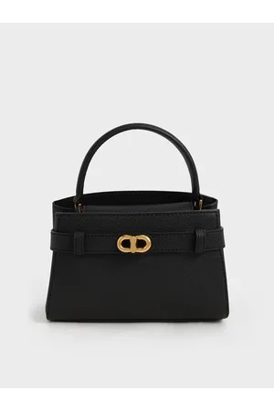 CHARLES & KEITH Aubrielle Metallic-Buckle Top Handle Bag