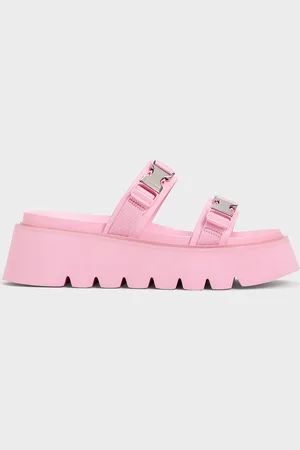 CHARLES & KEITH Laine Metallic-Buckle Flatform Sandals