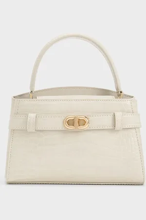 CHARLES & KEITH Aubrielle Croc-Effect Top Handle Bag