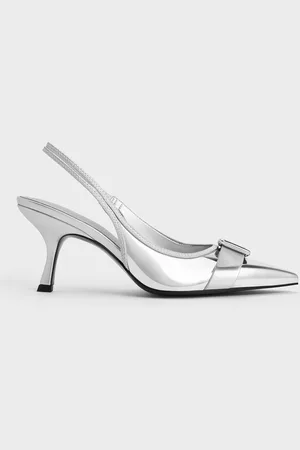CHARLES & KEITH Anita Metallic Buckled Pointed-Toe Slingback Pumps