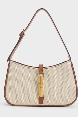 CHARLES & KEITH Cesia Canvas Metallic Accent Shoulder Bag