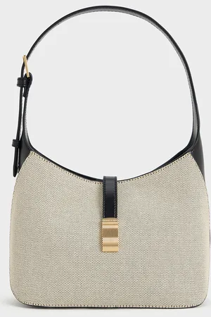 CHARLES & KEITH Wisteria Canvas Belted Shoulder Bag