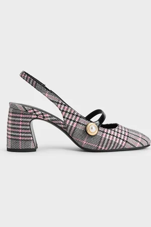 CHARLES & KEITH Plaid Pearl-Accent Mary Jane Pumps