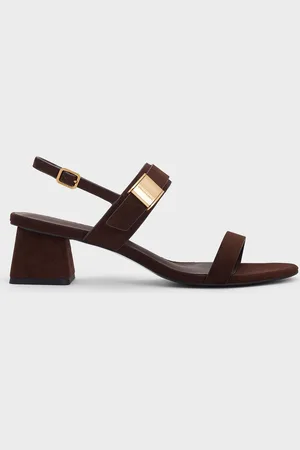 CHARLES & KEITH Yvette Textured Double-Strap Heeled Sandals