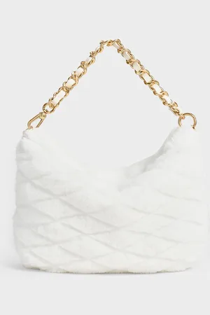 CHARLES & KEITH Duo Furry Quilted Crescent Bag