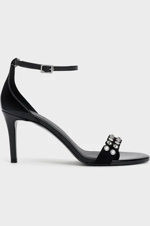 CHARLES & KEITH Patent Crystal-Embellished Heeled Ankle-Strap Sandals