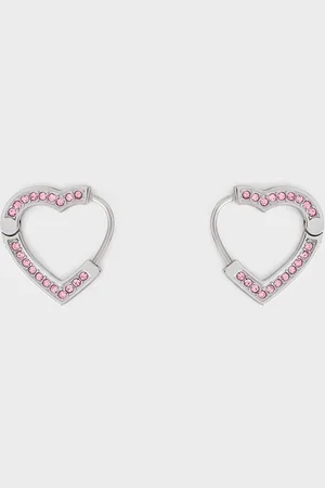 CHARLES & KEITH Malorie Crystal Heart Hoop Earrings