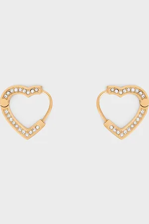 CHARLES & KEITH Malorie Crystal Heart Hoop Earrings