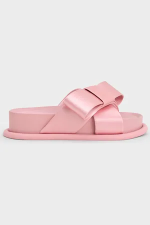 CHARLES & KEITH Satin Bow Flatform Sandals