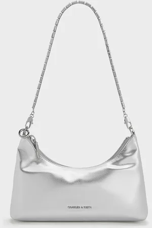 CHARLES & KEITH Metallic Crystal-Embellished Chain-Handle Two-Way Bag