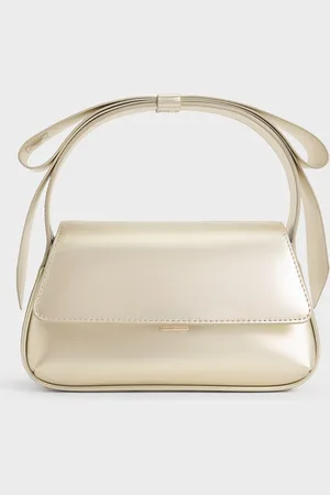CHARLES & KEITH Leather Metallic Bow Top-Handle Bag