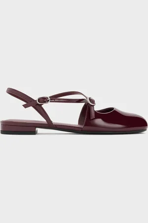 CHARLES & KEITH Patent Crossover Buckled Slingback Flats