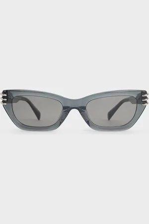 CHARLES & KEITH Recycled Acetate Metallic-Accent Angular Cat-Eye Sunglasses