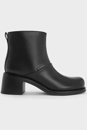 CHARLES & KEITH Stitch-Trim Block-Heel Ankle Boots