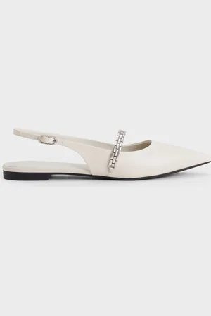 CHARLES & KEITH Chain-Strap Pointed-Toe Slingback Flats