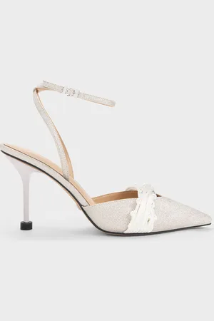 CHARLES & KEITH Leda Beaded Glittered Ankle-Strap Pumps