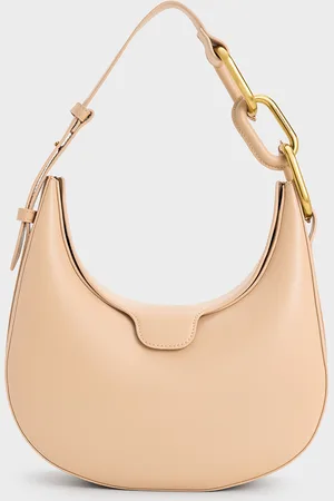 CHARLES & KEITH Kora Metallic-Accent Moon Bag