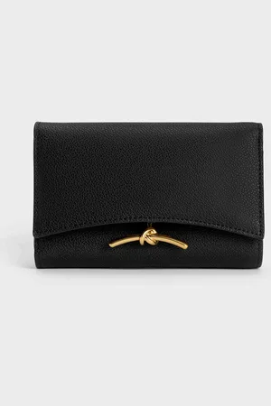 CHARLES & KEITH Huxley Metallic Accent Front Flap Wallet