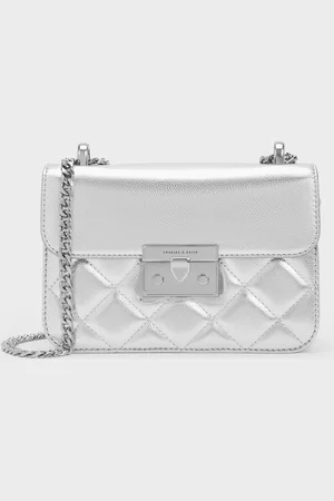CHARLES & KEITH Alva Metallic Quilted Chain-Handle Bag