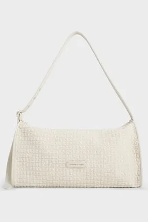 CHARLES & KEITH Textured Elongated Shoulder Bag