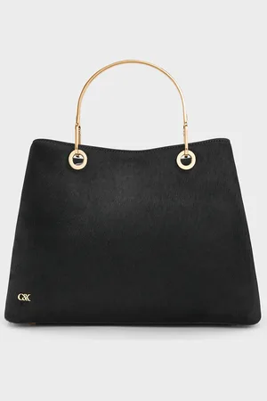 CHARLES & KEITH Pony Hair & Leather Ring-Handle Bag