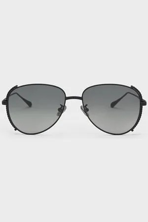 CHARLES & KEITH Gem-Embellished Wireframe Aviator Sunglasses