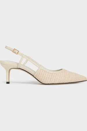 CHARLES & KEITH Raffia Pointed-Toe Slingback Pumps