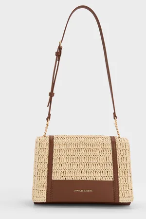 CHARLES & KEITH Shalia Raffia Chain-Strap Shoulder Bag