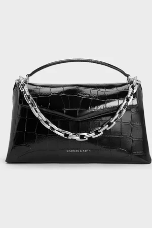 CHARLES & KEITH Andromeda Croc-Effect Chunky-Chain Top Handle Bag