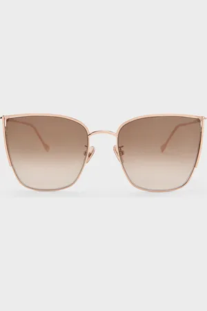 CHARLES & KEITH Shea Metallic-Rim Square Sunglasses