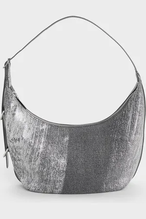 CHARLES & KEITH Bryna Denim Curved Hobo Bag