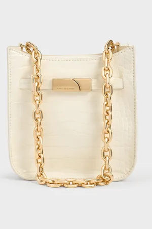 CHARLES & KEITH Aurelia Croc-Effect Metallic-Accent Crossbody Bag