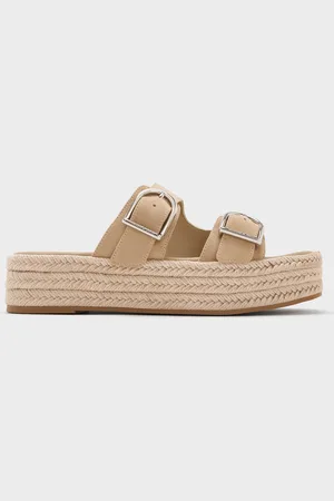 CHARLES & KEITH Faux Suede Double-Strap Espadrille Flatform Sandals