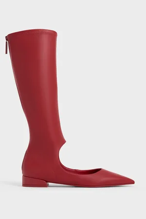 CHARLES & KEITH Robbie Cut-Out Pointed-Toe Knee-High Boots