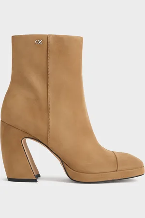 CHARLES & KEITH Jyll Suede Sculptural-Heel Ankle Boots